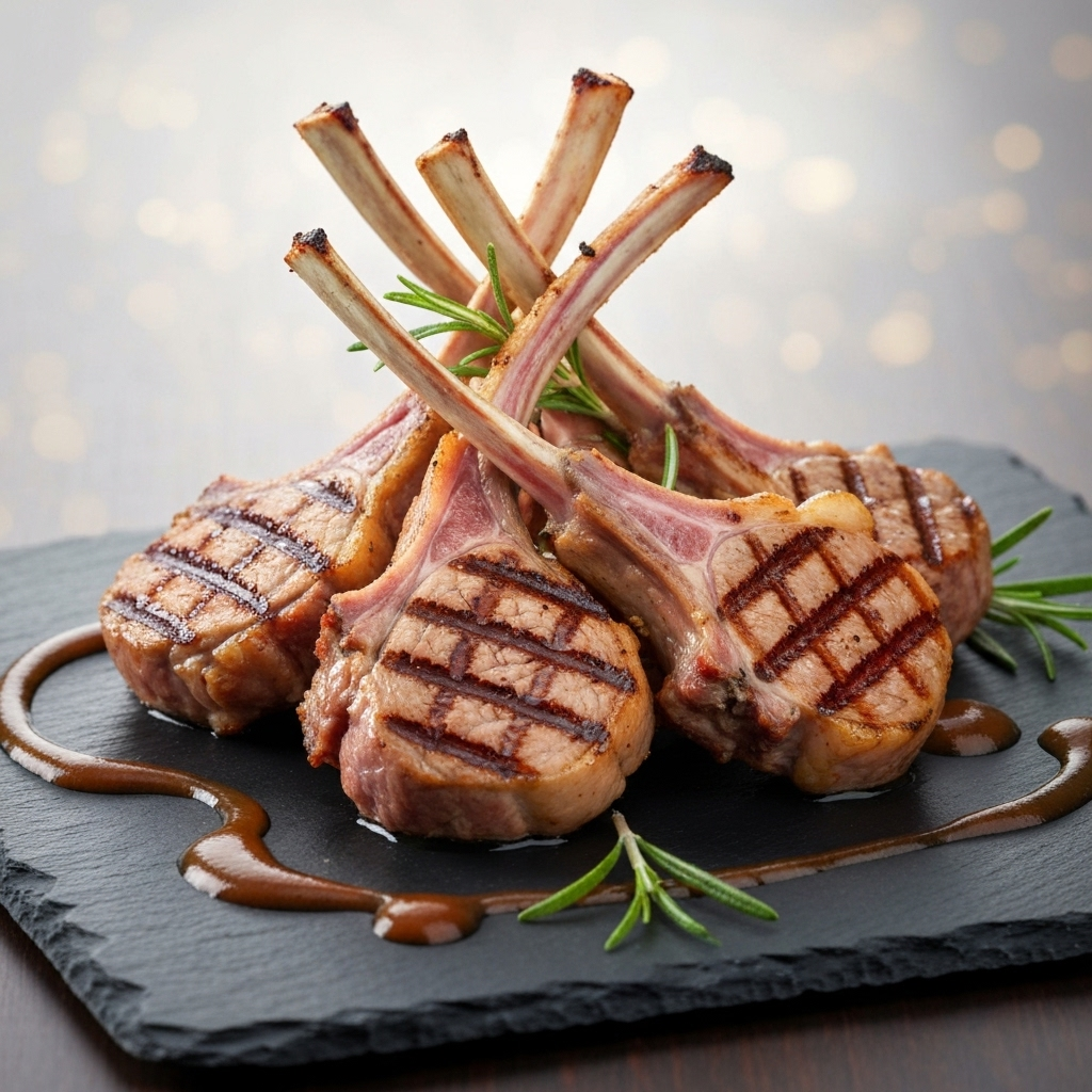 Raw pork cuts arranged on a board
